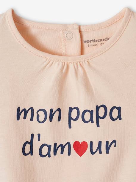 T-Shirt in Organic Cotton with Message, for Babies ecru+pale pink 