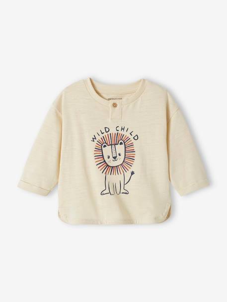 Long Sleeve 'Lion' Top for Babies ecru 