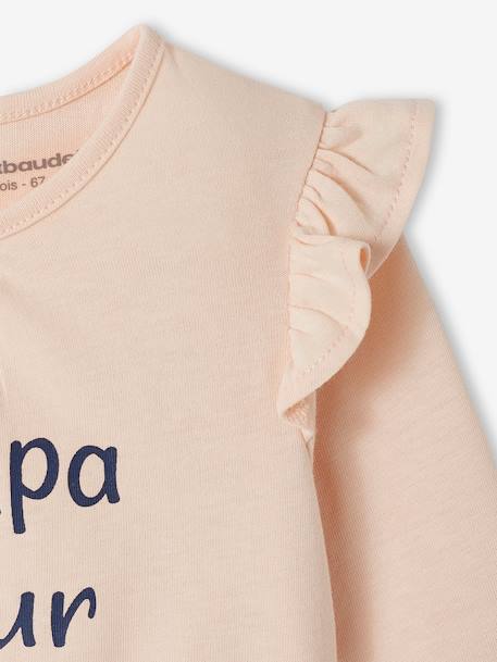 T-Shirt in Organic Cotton with Message, for Babies ecru+pale pink 