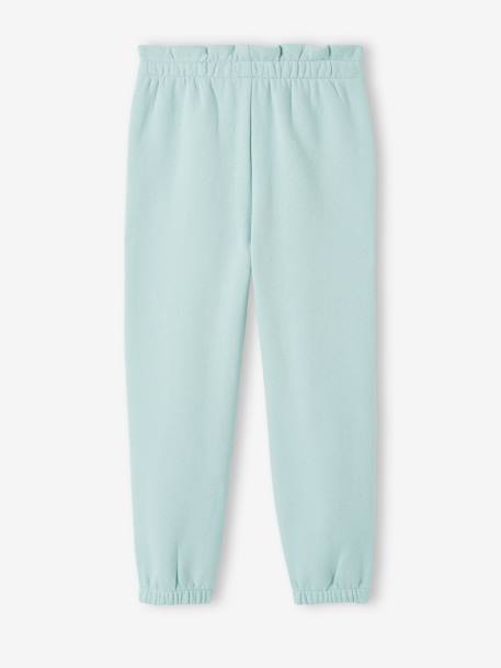 Fleece Joggers with Paperbag Waistband for Girls aqua green+green+navy blue+sweet pink 