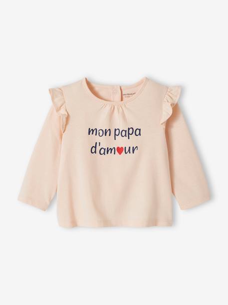 T-Shirt in Organic Cotton with Message, for Babies ecru+pale pink 