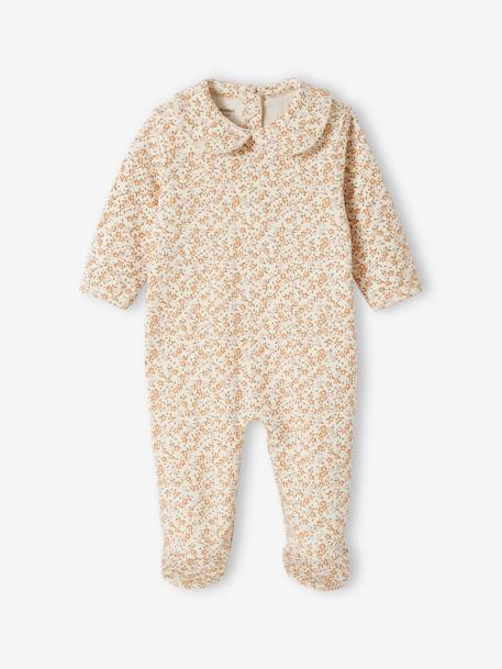 Floral Sleepsuit in Interlock Fabric for Babies ecru 