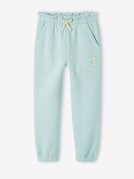 Fleece Joggers with Paperbag Waistband for Girls aqua green+marl beige+navy blue 