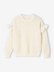 Girls-Cardigans, Jumpers & Sweatshirts-Ruffled Jumper in Fancy Knit for Girls