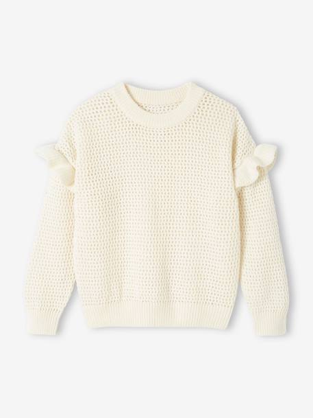 Ruffled Jumper in Fancy Knit for Girls vanilla 