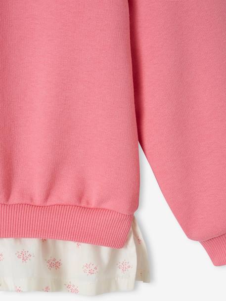 Dual Fabric Sweatshirt with Ruffles for Girls pastel yellow+sweet pink 