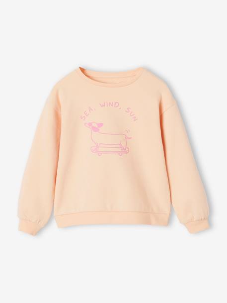 Basics Sweatshirt with Motif for Girls apricot+marl grey+sweet pink 