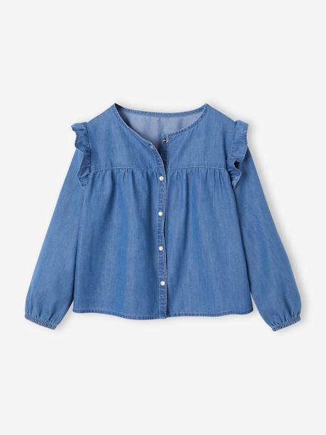 Denim Shirt with Ruffles for Girls stone 