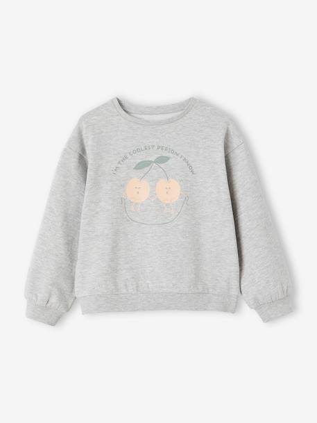 Basics Sweatshirt with Motif for Girls apricot+marl grey+sweet pink 