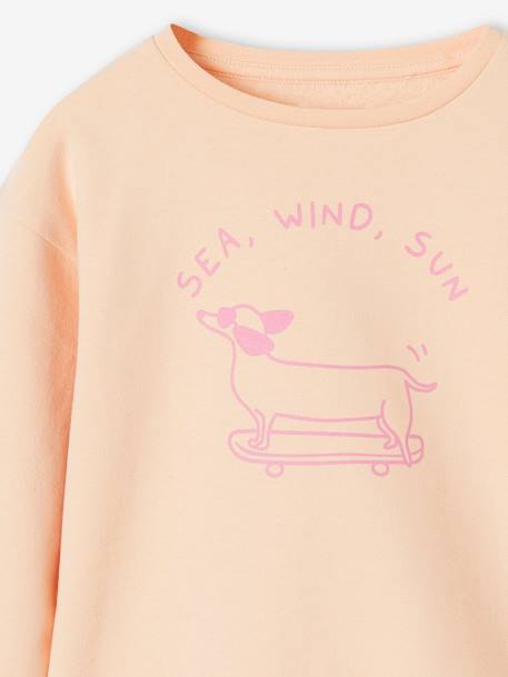 Basics Sweatshirt with Motif for Girls apricot+marl grey+sweet pink 