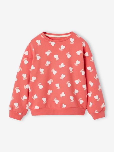 Sweatshirt with Fancy Motifs for Girls chambray blue+ecru+pale pink+red 
