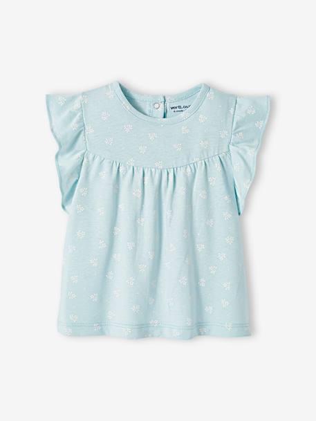 T-Shirt with Printed Flowers, for Babies Dark Blue/Print+Orange/Print+turquoise 