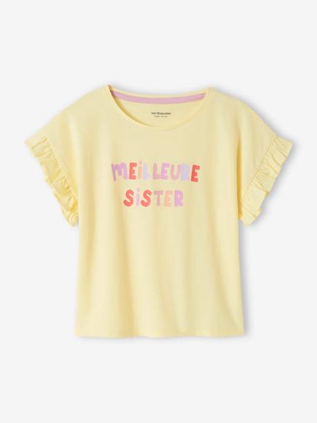 Short Pyjamas for Girls, 'Meilleure Sister' pastel yellow 