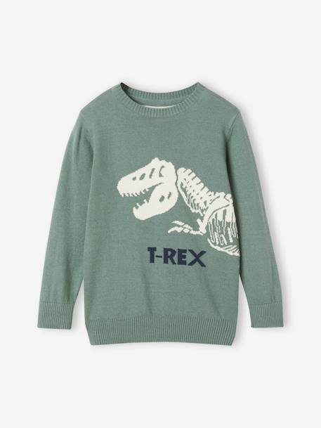 Fun Dino Jumper for Boys sage green 