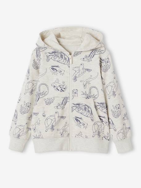 Jacket with Zip & Hood, Animal Prints, for Boys marl beige 