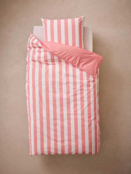Duvet Cover + Pillowcase Set for Children, Transat striped green+striped pink+striped yellow 