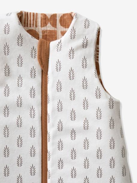 Reversible Sleeveless Baby Sleeping Bag with Central Opening, Ethnic printed beige 