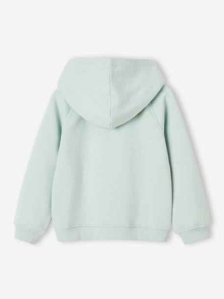 Hooded Jacket with 'Team' Sport Motif for Girls aqua green+green+navy blue+sweet pink 