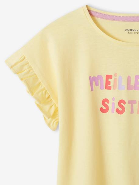 Short Pyjamas for Girls, 'Meilleure Sister' pastel yellow 