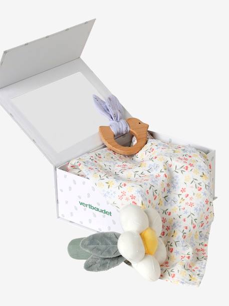 3-Item Gift Box: Soft Toy + Rattle + Picture Book green+yellow 