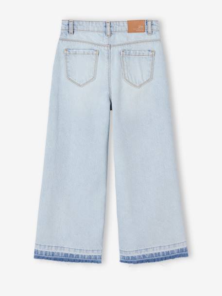 Wide-Leg Jeans, Frayed Hems, for Girls bleached denim+denim blue+denim grey+sky blue+stone 