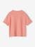 T-Shirt in Creased Jersey Knit Fabric, for Girls coral+pastel yellow 