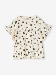 Girls-Tops-T-Shirts-Rib Knit T-Shirt, Floral Print, for Girls