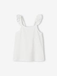 -Basics Sleeveless Top with Ruffles on Straps for Girls