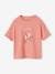 T-Shirt in Creased Jersey Knit Fabric, for Girls coral+pastel yellow 