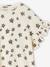 Rib Knit T-Shirt, Floral Print, for Girls beige+printed white 