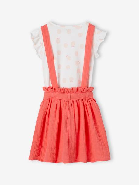 Striped T-Shirt + Cotton Gauze Skirt Outfit, for Girls coral+lilac+sage green 