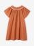 Embroidered Dress in Linen-Effect Fabric for Girls caramel 