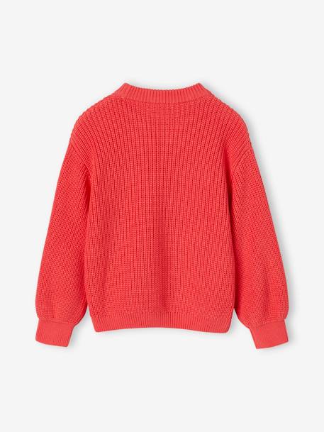 Jumper in Brioche Stitch, for Girls coral+sky blue 