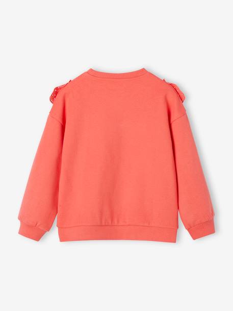 Sweatshirt with Broderie Anglaise Ruffle for Girls coral+vanilla 