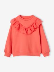 Girls-Cardigans, Jumpers & Sweatshirts-Sweatshirts & Hoodies-Sweatshirt with Broderie Anglaise Ruffle for Girls