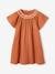 Embroidered Dress in Linen-Effect Fabric for Girls caramel 