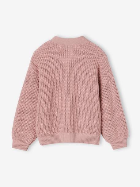 Rib Knit Cardigan for Girls apricot+mauve+pistachio 