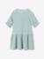 Buttoned Dress in Cotton Gauze ecru+grey blue+red 