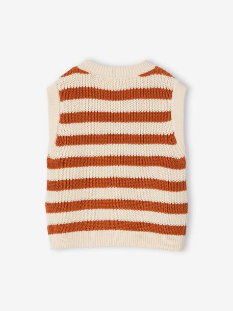 Striped Sleeveless Jumper for Girls striped brown 