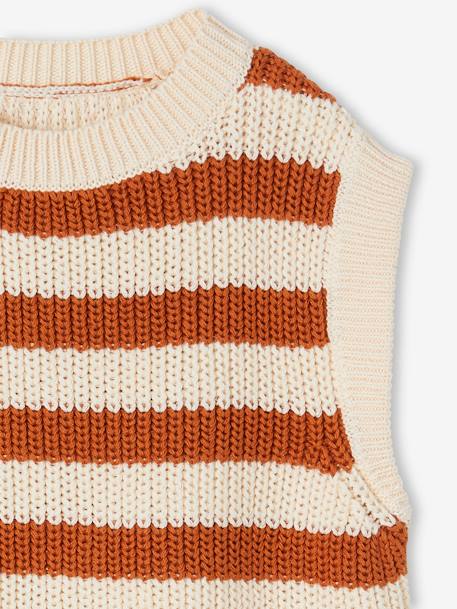 Striped Sleeveless Jumper for Girls striped brown 