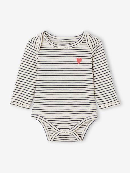 Pack of 5 Long Sleeve Bodysuits in Organic Cotton with Cutaway Shoulders for Babies night blue 