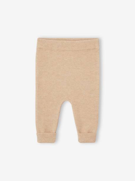 3-Piece Knitted Ensemble: Cardigan, Trousers & Booties for Newborn Babies marl beige 