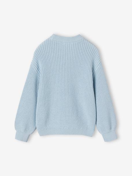 Jumper in Brioche Stitch, for Girls sky blue 