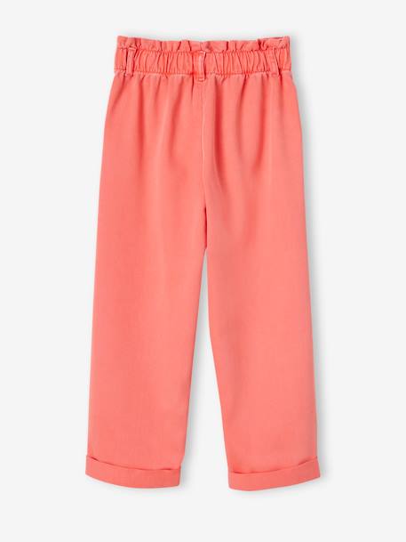 Fluid Paperbag-Style Trousers for Girls coral+lavender 