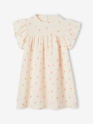 -Cotton Gauze Dress with Floral Print, for Girls