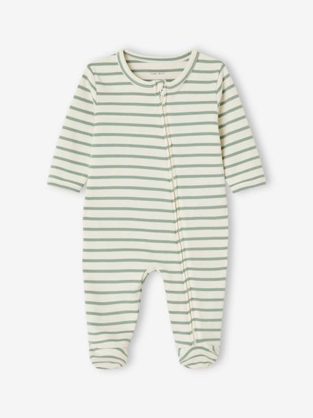 Pack of 2 Sleepsuits in Interlock Fabric for Babies sage green 