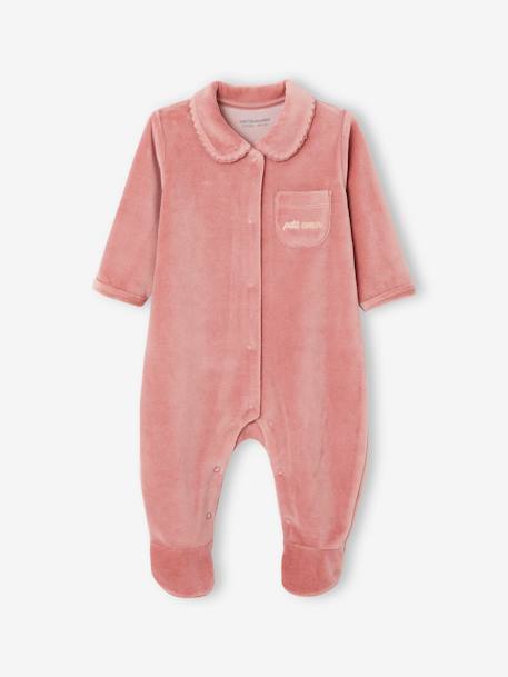 Pack of 2 Sleepsuits In Velour, for Babies old rose 