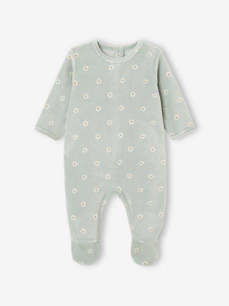 Pack of 2 Velour Sleepsuits for Babies pale yellow 