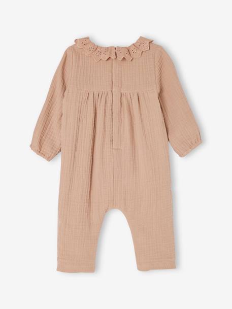 Jumpsuit for Baby, in Cotton Gauze cappuccino+White 