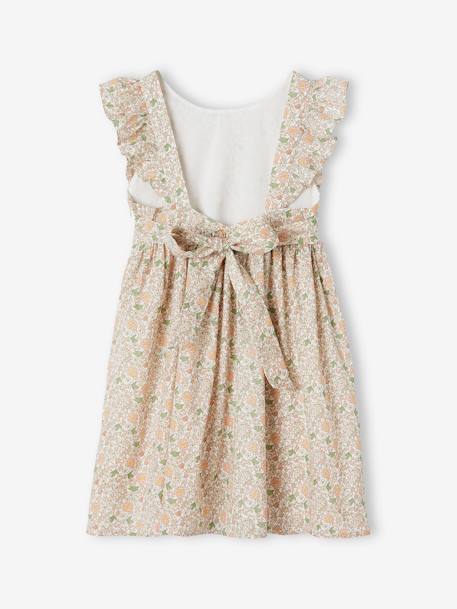 Frilly Occasion Wear Dress with Flower Motifs for Girls vanilla 